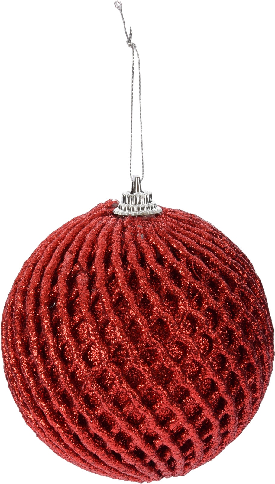 Glob Craciun Glitter Mesh, 8 cm, rosu