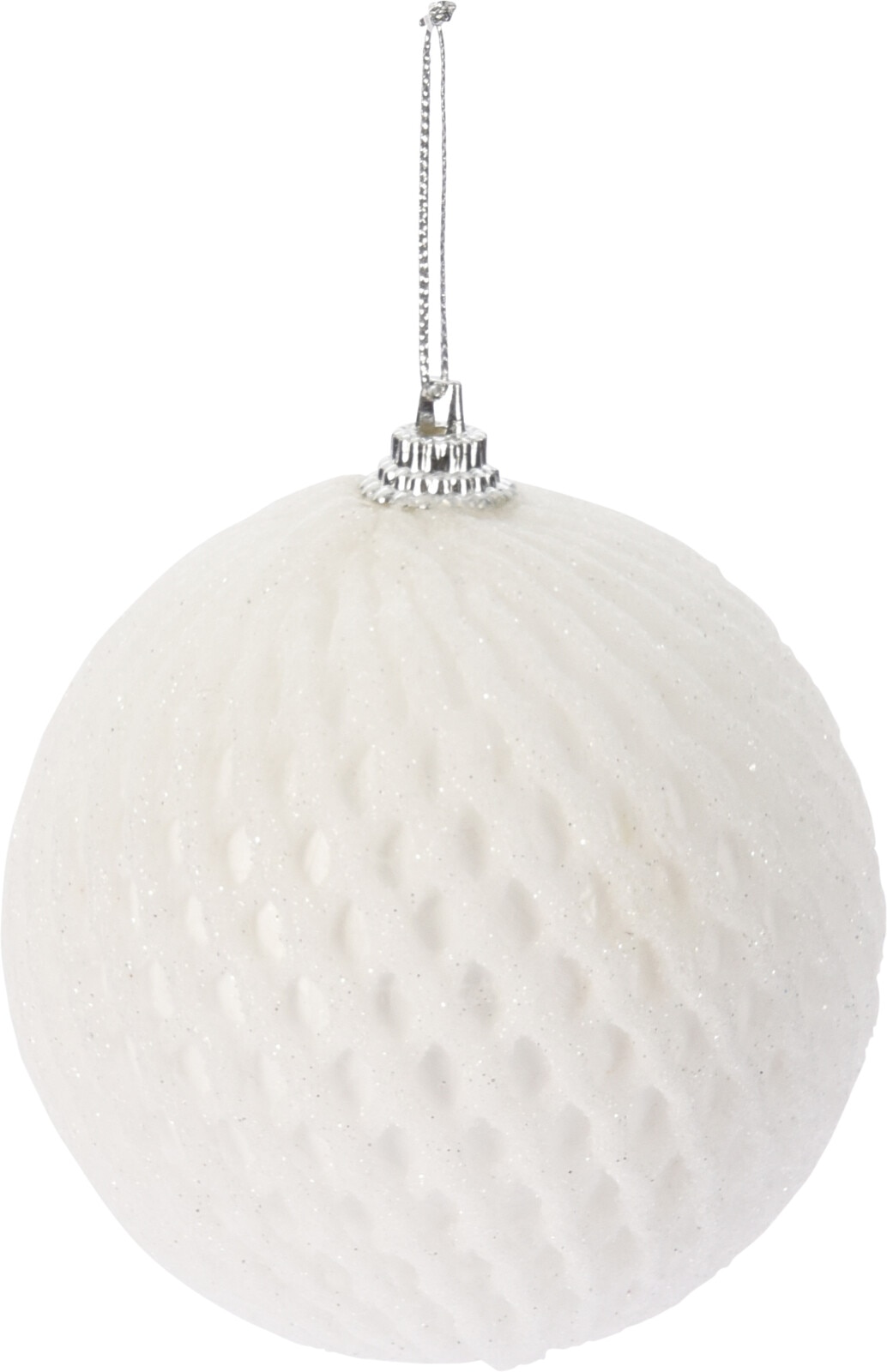 Glob Craciun, finisaj stralucitor, 8 cm, alb