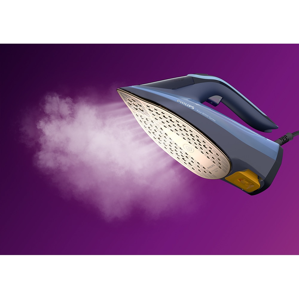 Fier de calcat PHILIPS Azur 8000 DST8020/20, 3000W, 240g/min, 300ml, talpa SteamGlide Elite, albastru-bleumarin