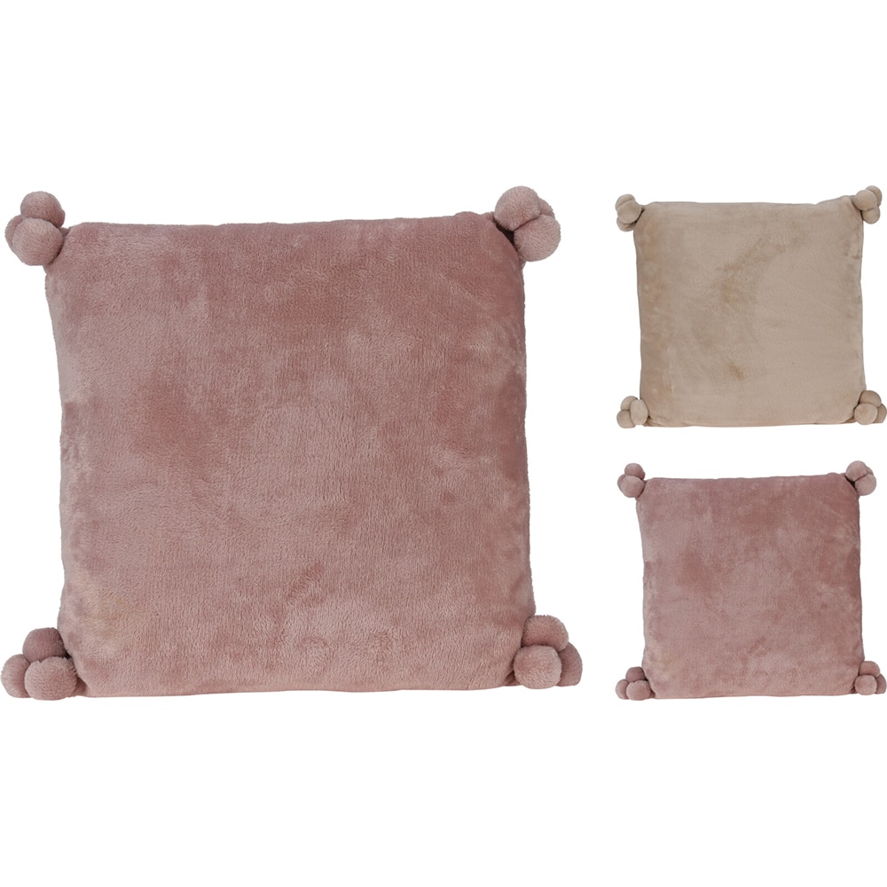 Perna decorativa Pompoms, 40 x 40 cm, bej-roz