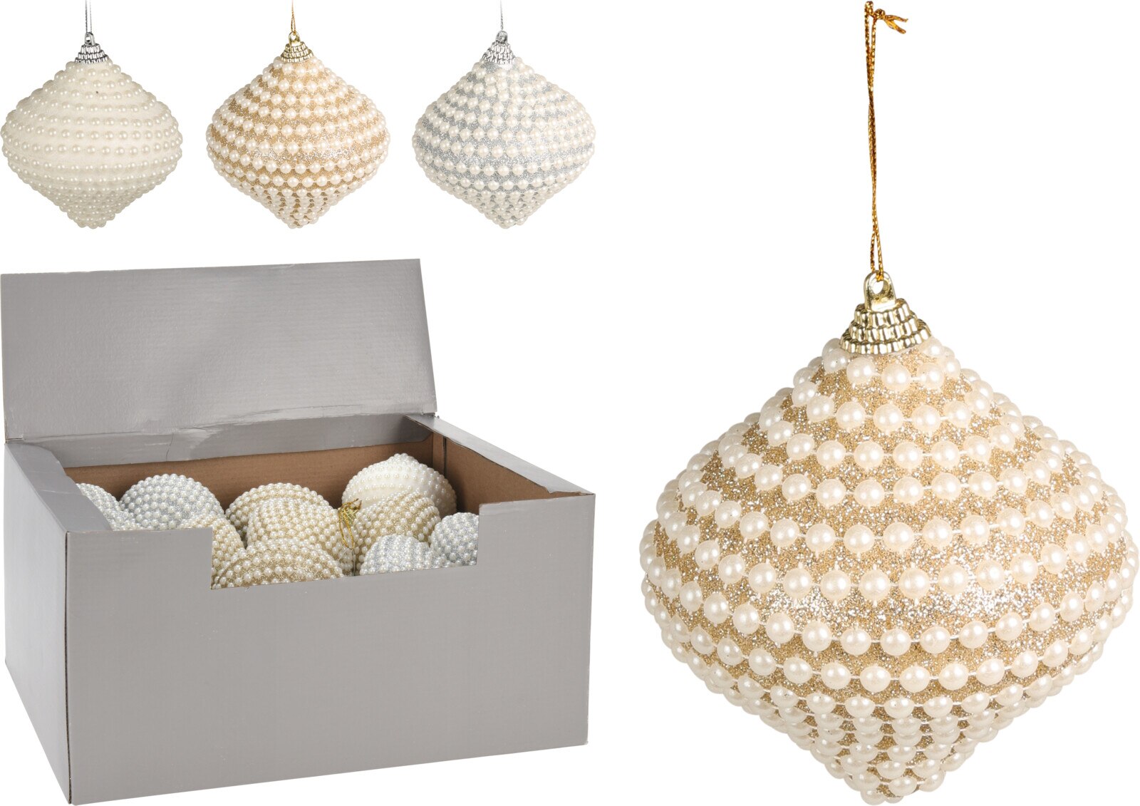 Glob Craciun cu margele, 8 cm, multicolor