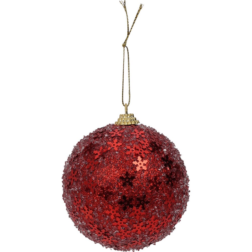 Glob de Craciun cu glitter, 8 cm, rosu