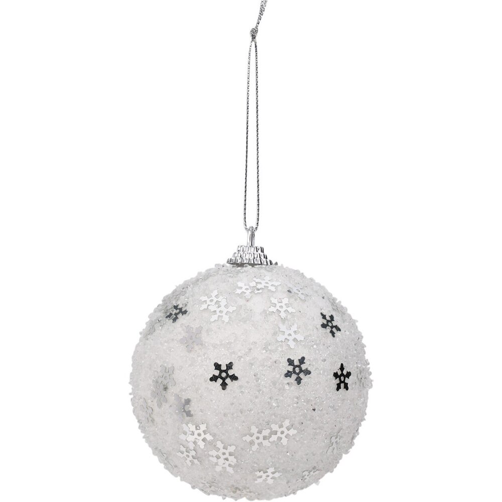 Glob brad de Craciun cu glitter, 8 cm, argintiu