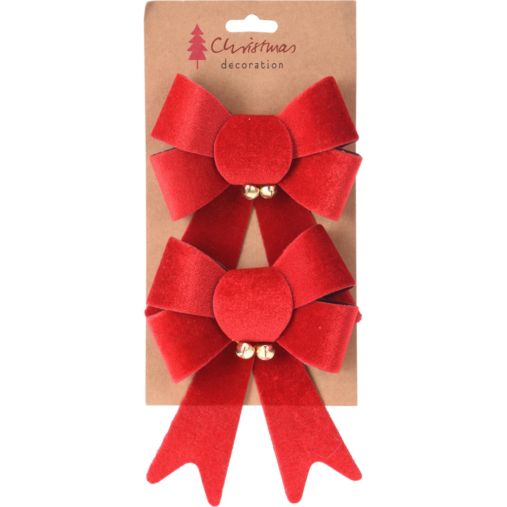 Set 2 fundite cu clopotel, 13 x 17 cm, rosu