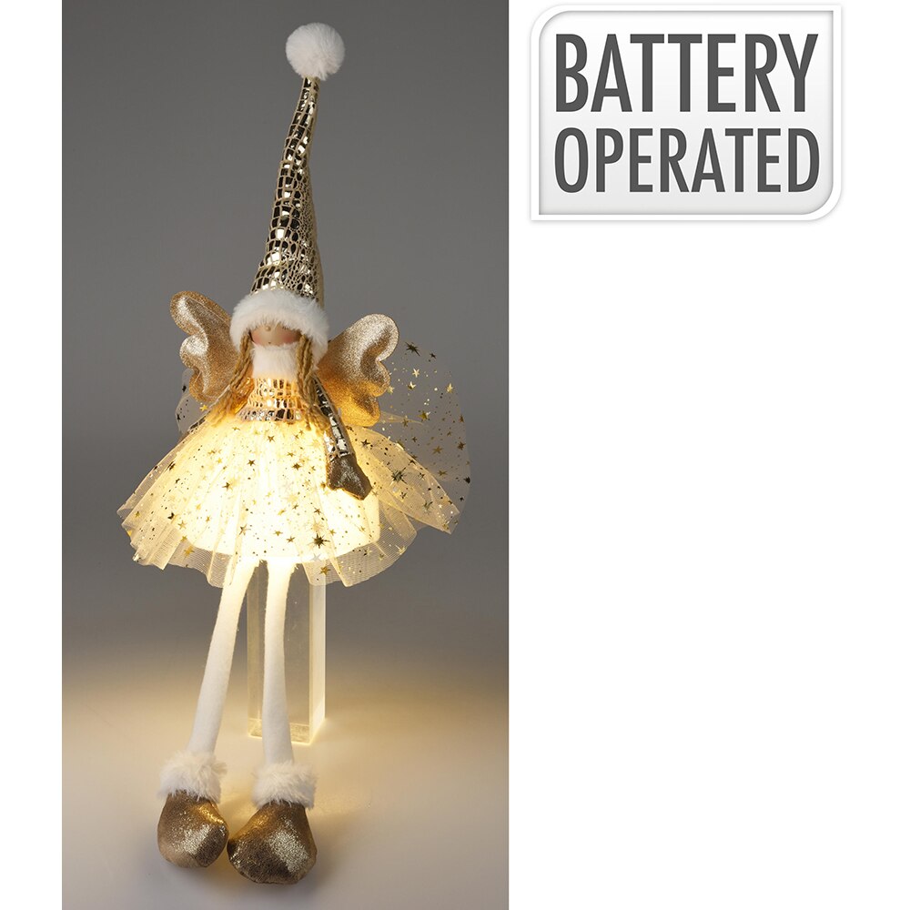 Decoratiune luminoasa Ingeras, LED, 22 x 16 x 60 cm, auriu
