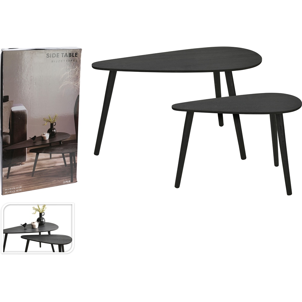 Set 2 masute cafea KR8200320, lemn, negru