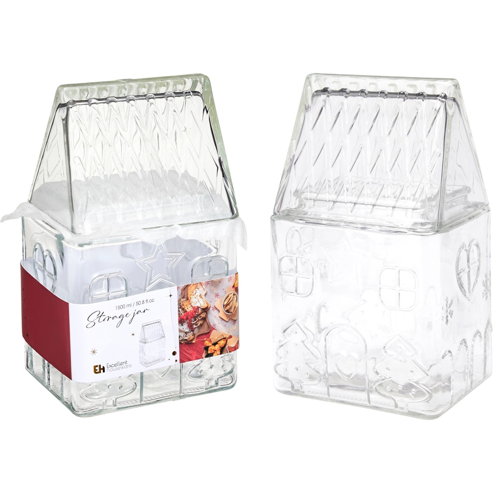 Borcan in forma de casuta de Craciun, 1500 ml