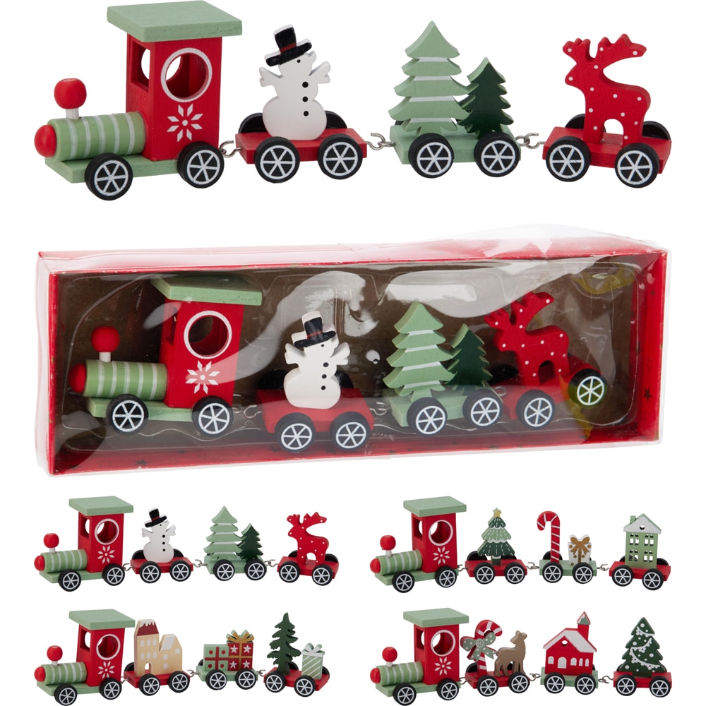 Jucarie tren de Craciun din MDF, 20.5 x 3 x 5.5 cm