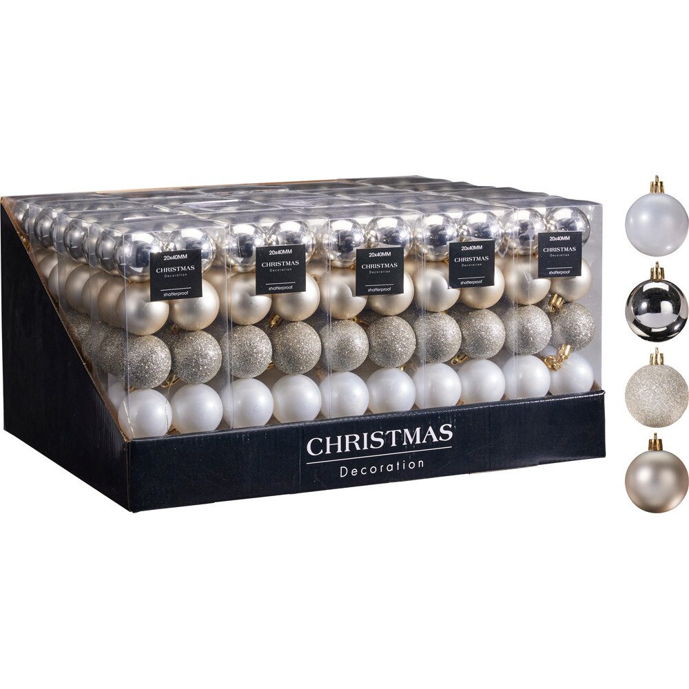 Set 20 globuri Craciun, 4 cm, sampanie