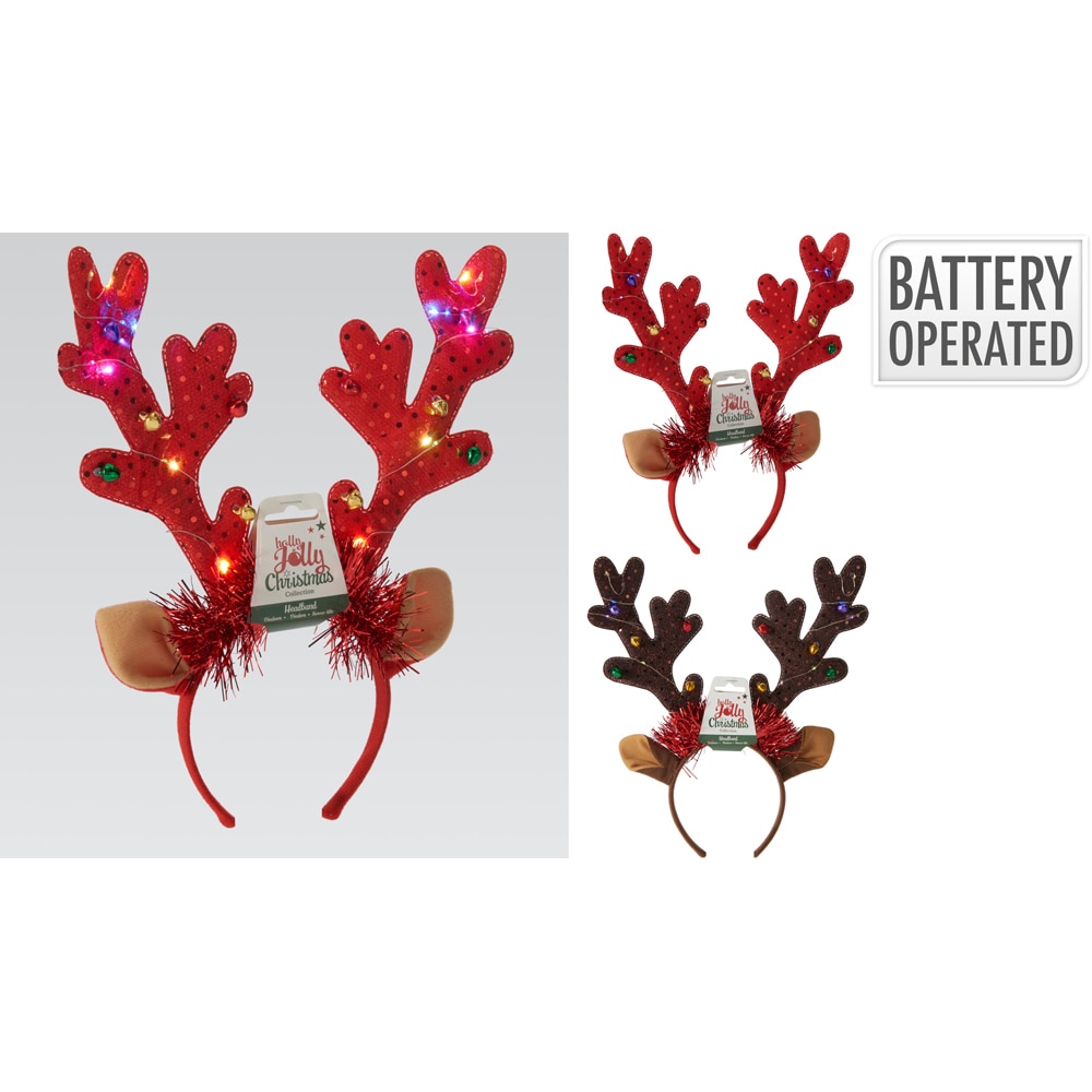 Bentita cu coarne de ren si LED-uri, 31 x 33 x 2 cm