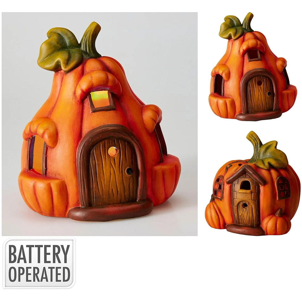 Decoratiune Halloween, dovleac, LED multicolor