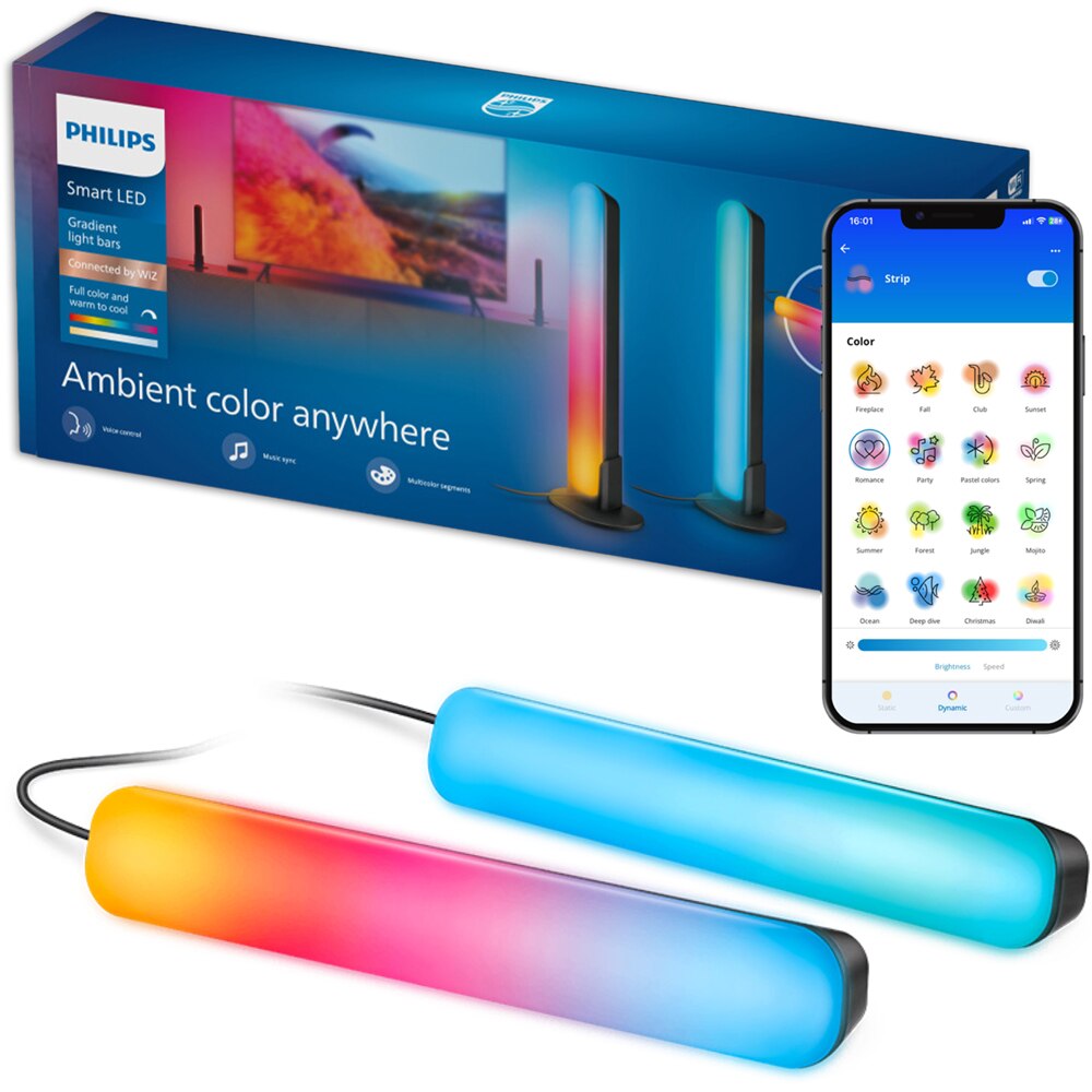 Gradient Light Bars PHILIPS 8721103160669, Wi-Fi, RGBIC LED, WiZ, IP20