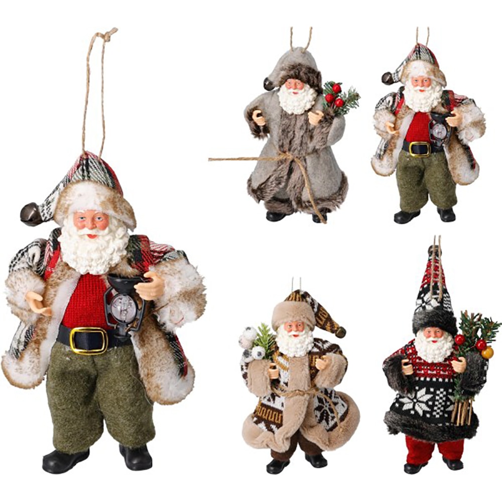 Decoratiune pentru brad in forma de Mos Craciun, 10 x 5 x 18 cm