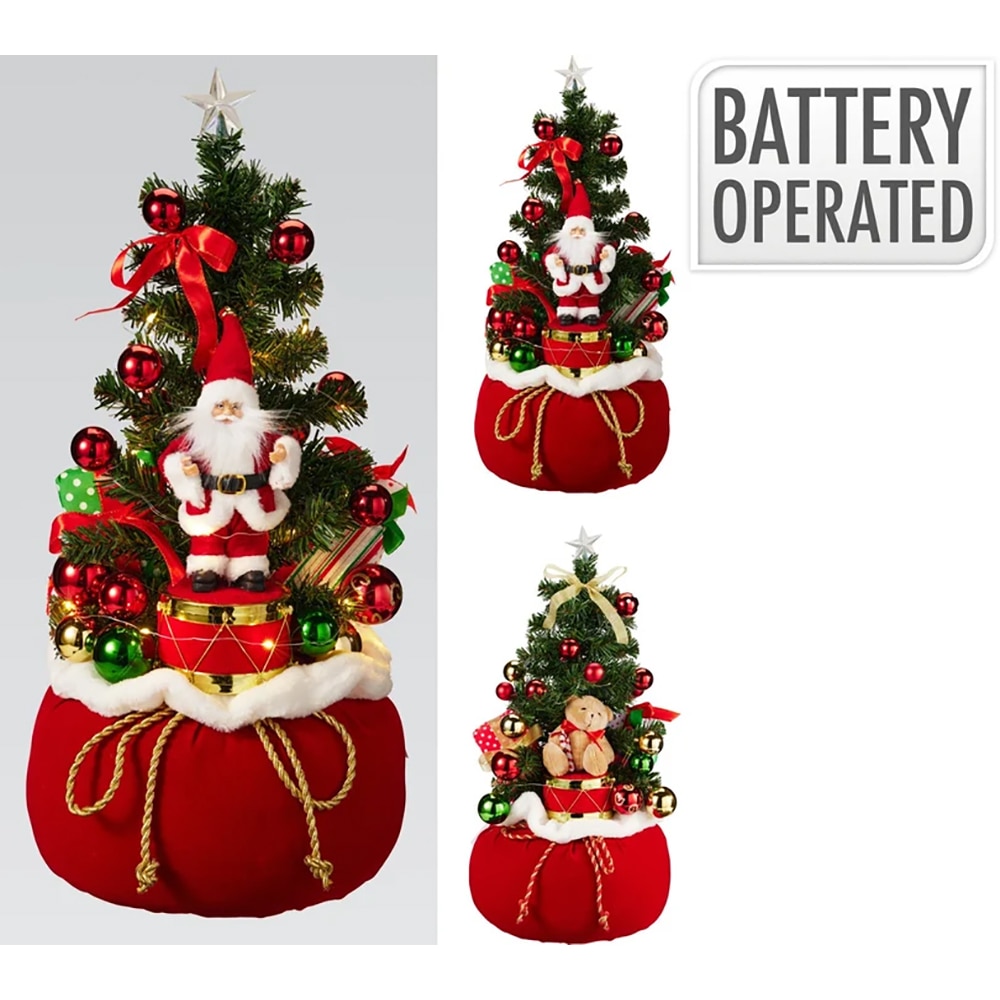 Decoratiune brad de Craciun in sac, 25 LED-uri, 26 x 60 cm