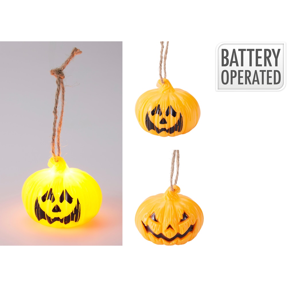 Decoratiune Halloween, dovleac, LED, 6 x 4.5 cm