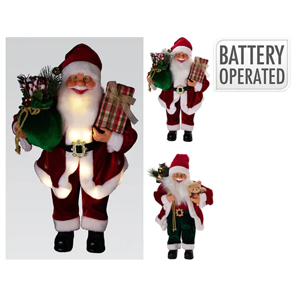 Figurina Mos Craciun cu LED, 30 x 20 x 60 cm