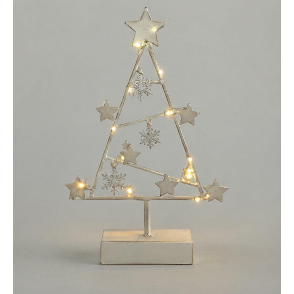 Suport pentru lumanare in forma de brad cu LED, 25.5 x 8 x 38.5 cm, alb