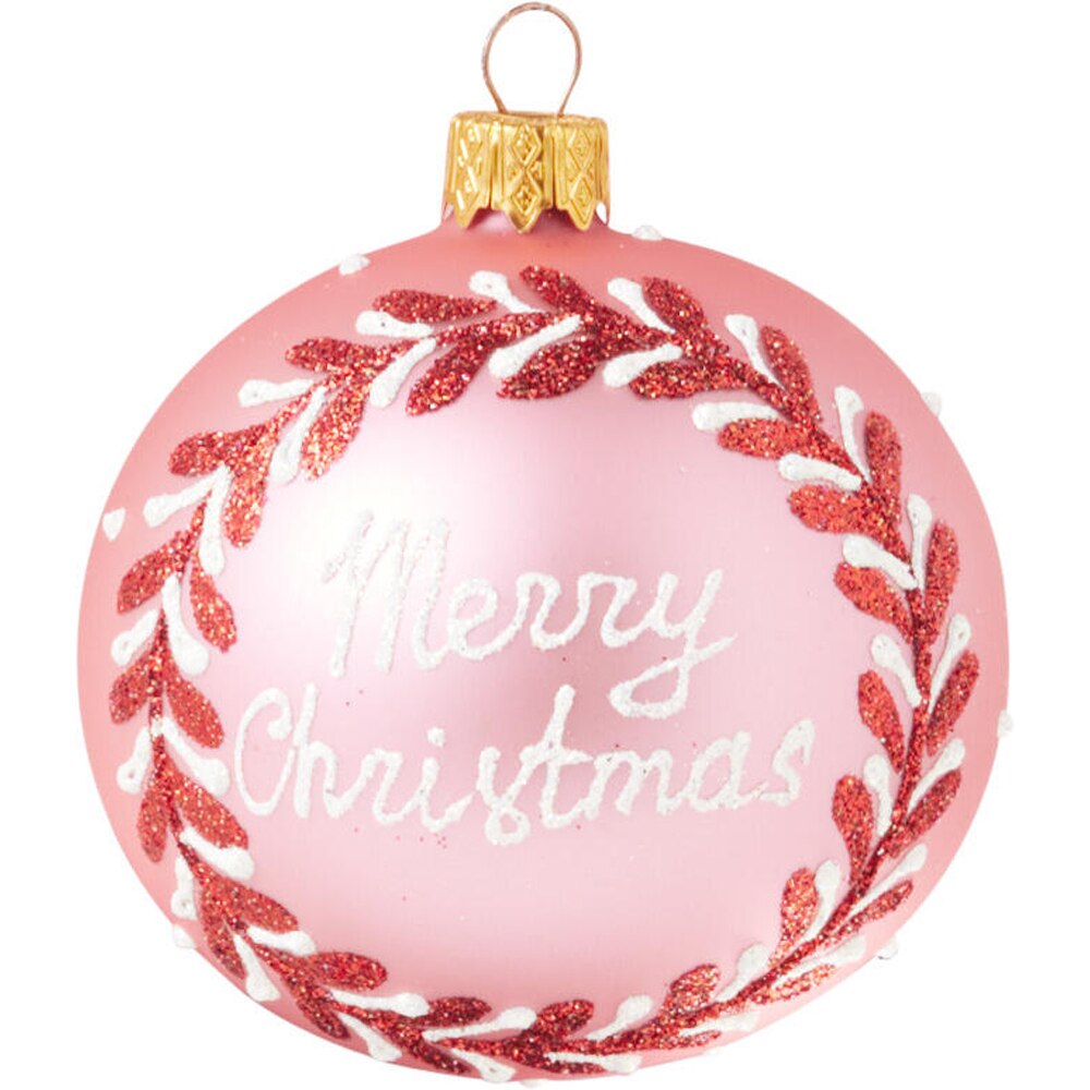 Glob de Craciun Merry Christmas, lucrat manual, 8 cm