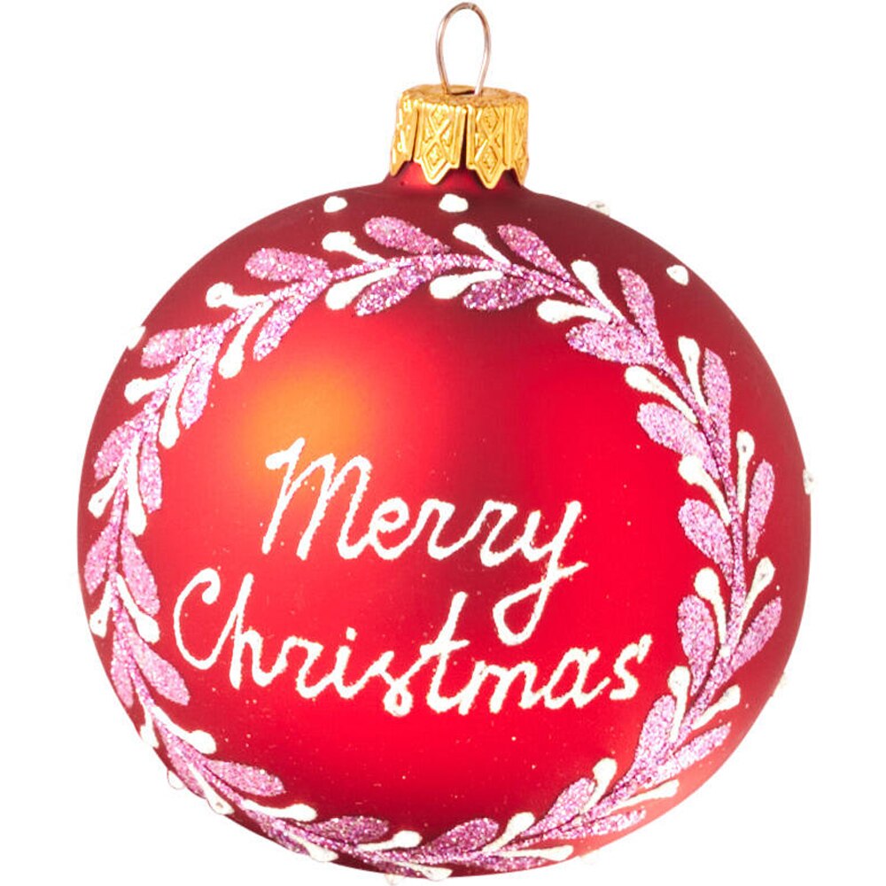 Glob de Craciun Merry Christmas, lucrat manual, 8 cm