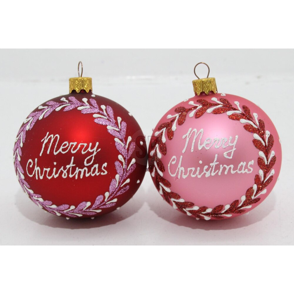 Glob de Craciun Merry Christmas, lucrat manual, 8 cm