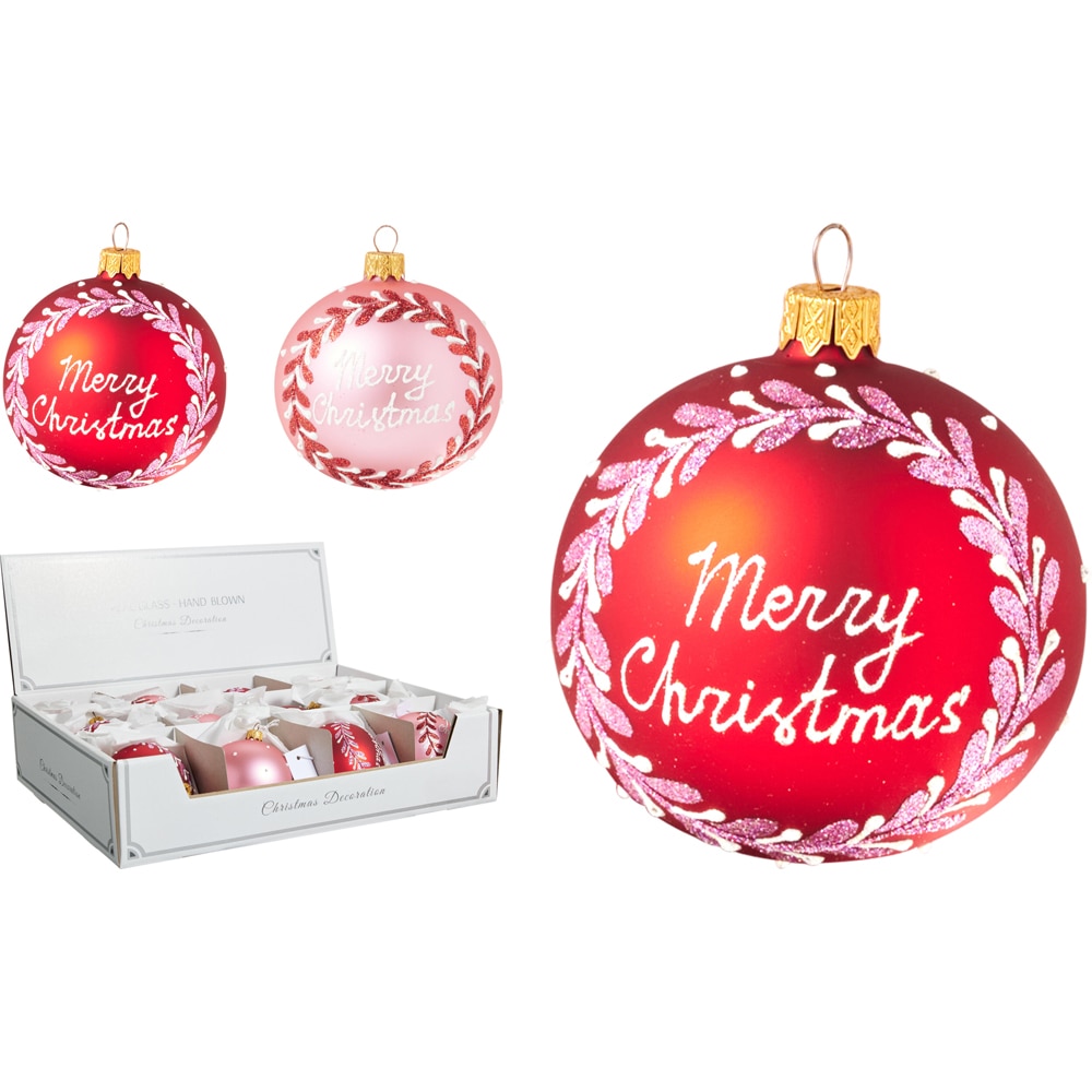 Glob de Craciun Merry Christmas, lucrat manual, 8 cm