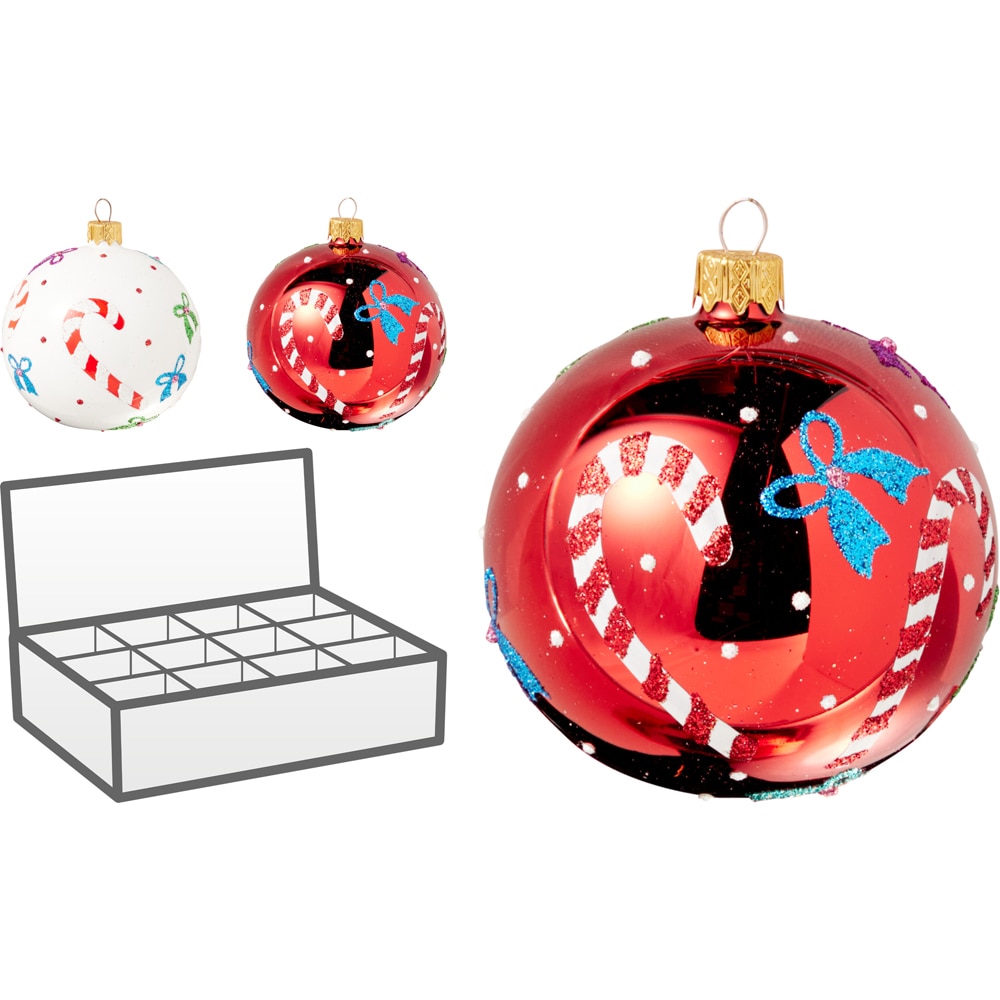 Glob de Craciun lucrat manual, decor acadele, 8 cm