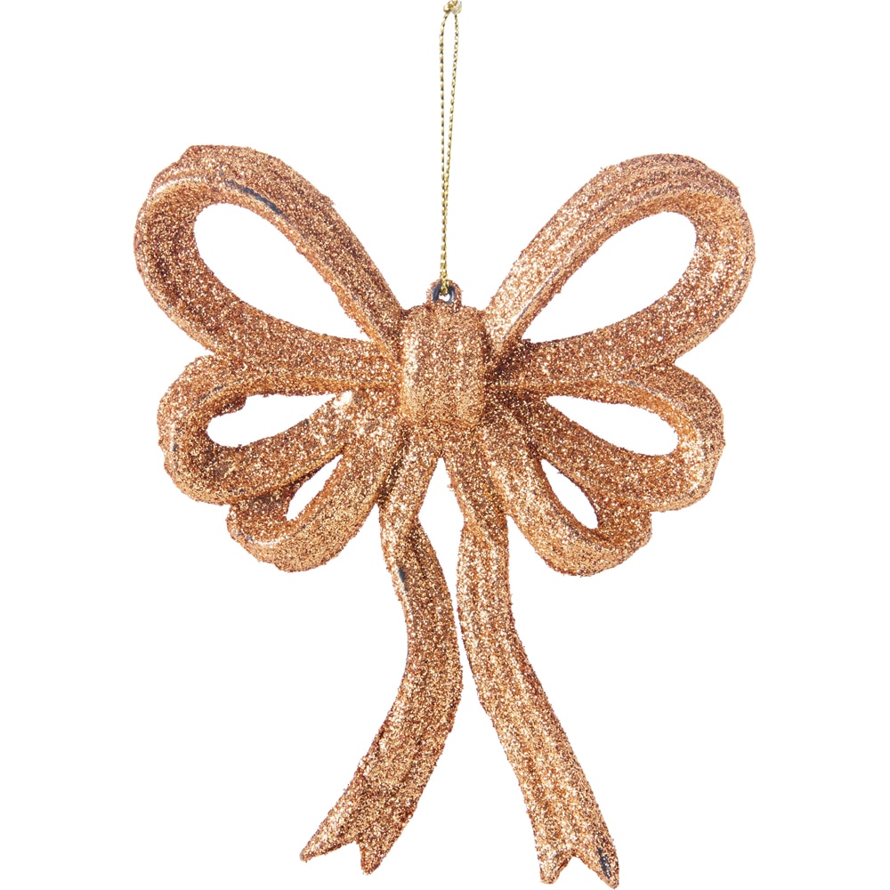 Decoratiune brad de Craciun in forma de funda cu glitter, 11 x 13.5 cm, auriu