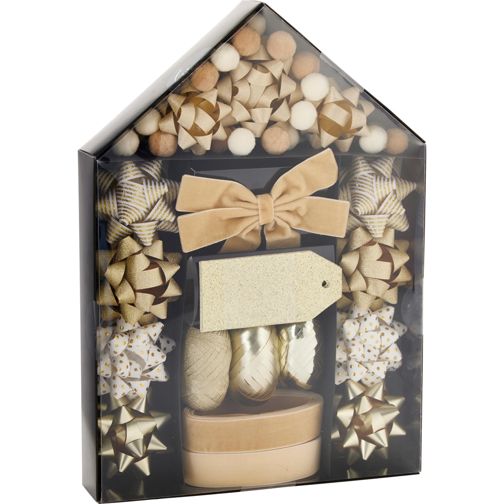 Set accesorii pentru impachetat cadouri, auriu