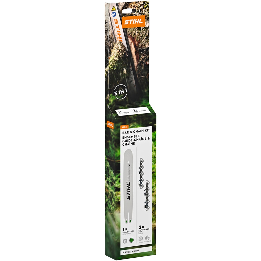 Kit accesorii 3 STIHL, 1 Sina de ghidaj si 2 Lanturi pentru MS162/172, 35cm/14", 61PMM3