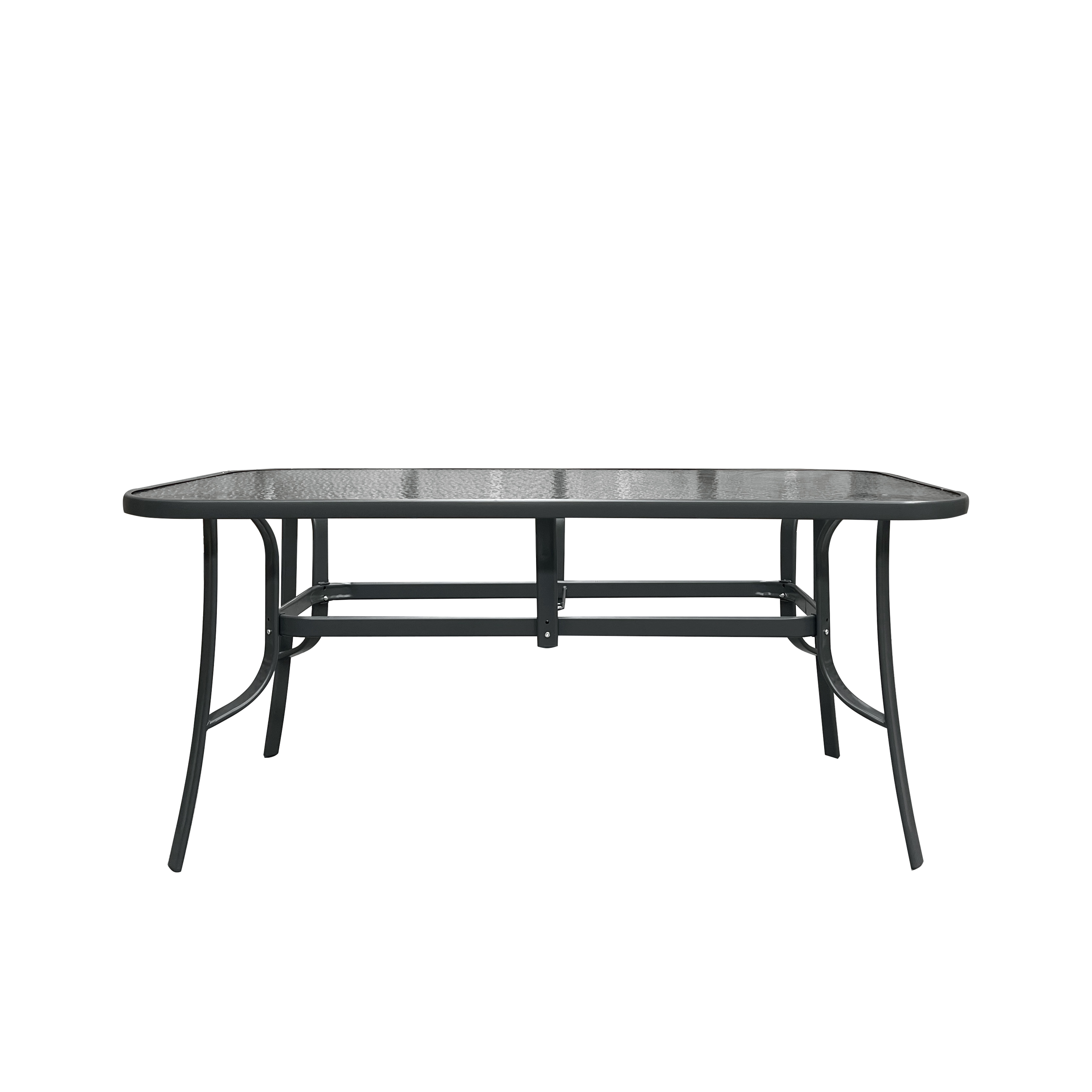 Masa gradina, 160 x 90 x 70 cm, otel si sticla, gri