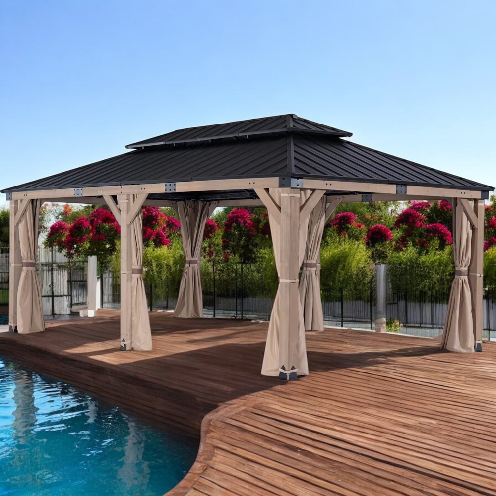 Pavilion gradina HOME DECOR, otel, 308 x 600 x 295 cm, bej