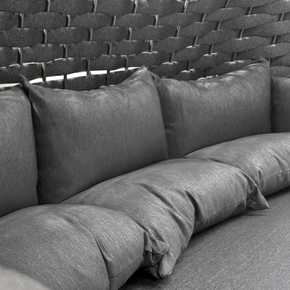 Leagan HOME DECOR, 3 locuri, 175 x 197 x 200 cm, negru