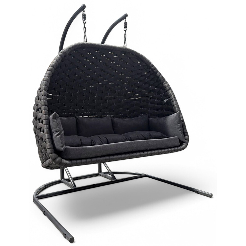 Leagan HOME DECOR, 3 locuri, 175 x 197 x 200 cm, negru