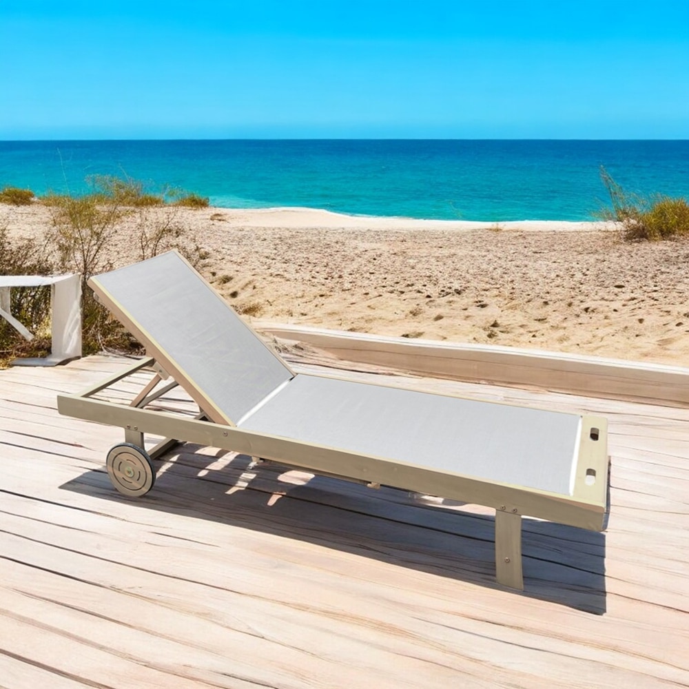 Sezlong terasa HOME DECOR Cairo, lemn, 186 x 61 x 32 cm, bej