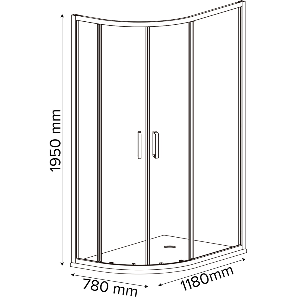 Cabina dus standard GOODHOME Ledava, montaj dreapta, 120 x 80 x 195 cm, sticla securizata 8mm, profil negru