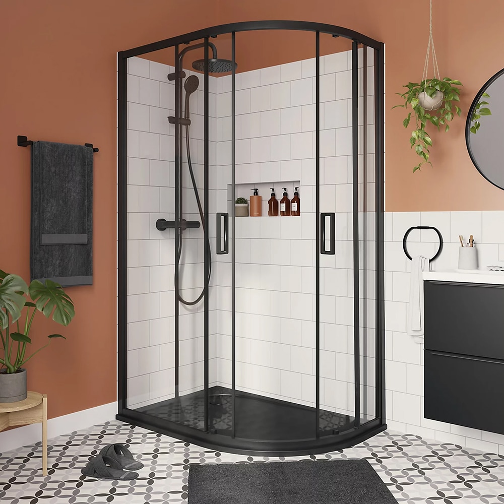 Cabina dus standard GOODHOME Ledava, montaj stanga, 120 x 80 x 195 cm, sticla securizata 8mm, profil negru