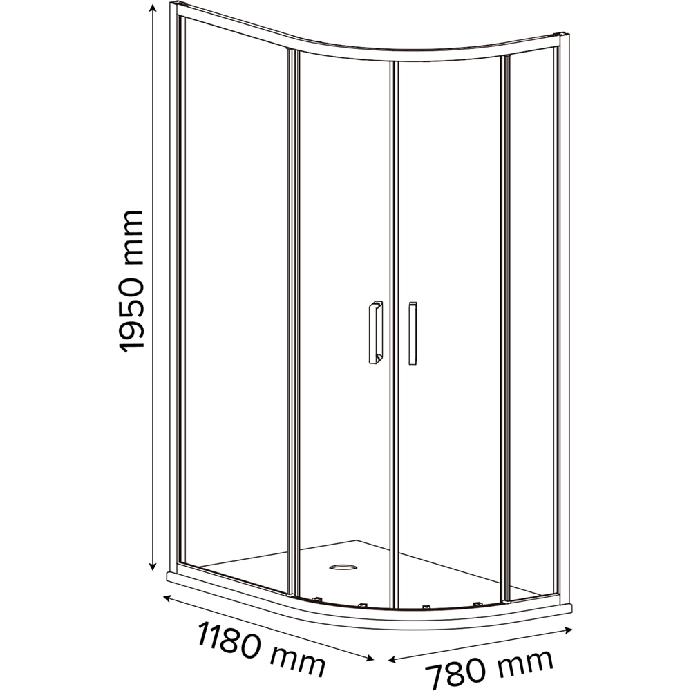 Cabina dus standard GOODHOME Ledava, montaj stanga, 120 x 80 x 195 cm, sticla securizata 8mm, profil negru