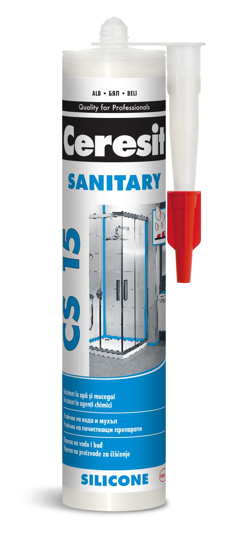 Silicon Pentru Spatii Umede, Alb, Aplicare Pistol, 280 Ml  Ceresit Cs15