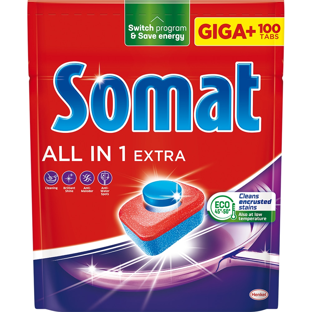Detergent pentru masina de spalat vase SOMAT All In One Extra, 100 tablete