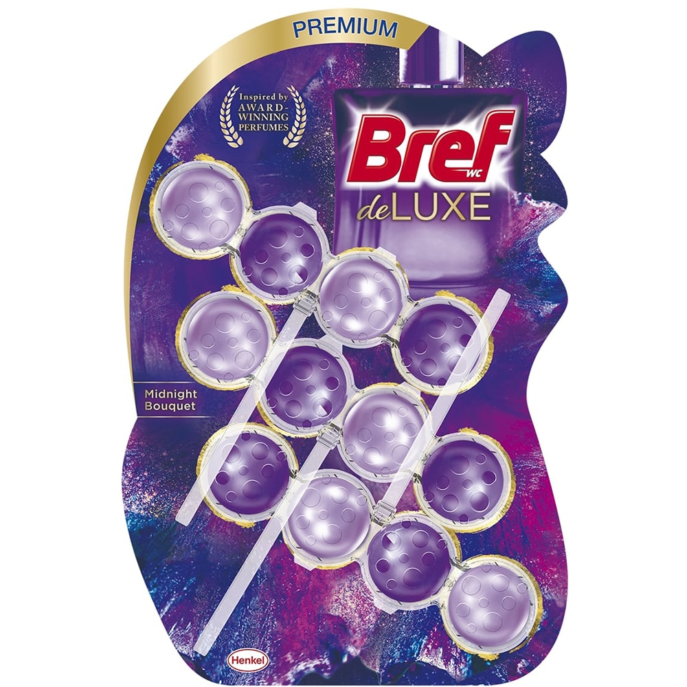 Odorizant toaleta BREF Deluxe, Midnight Bouquet, 3 x 50 g