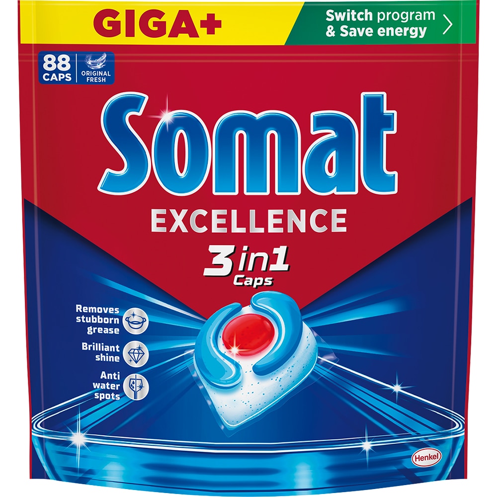 Detergent pentru masina de spalat vase SOMAT 3 in 1, 88 capsule