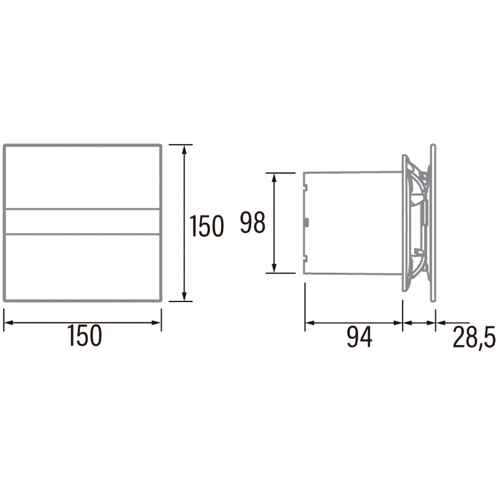 Ventilator baie cu afisaj CATA E-100 GTH, 8 W, 98 mm, negru