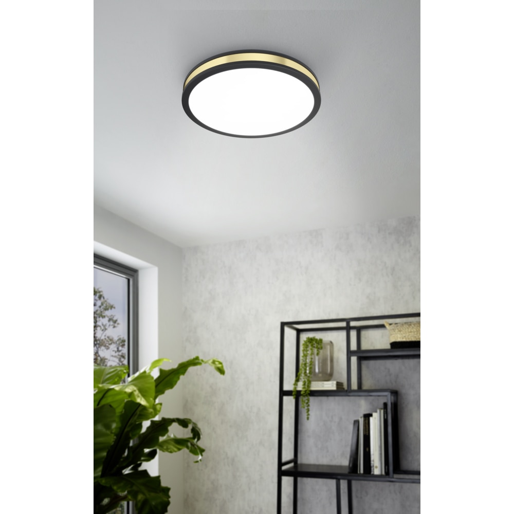 Plafoniera Led EGLO Pescaito, 10W, 1100lm, lumina calda, IP20, negru-alb