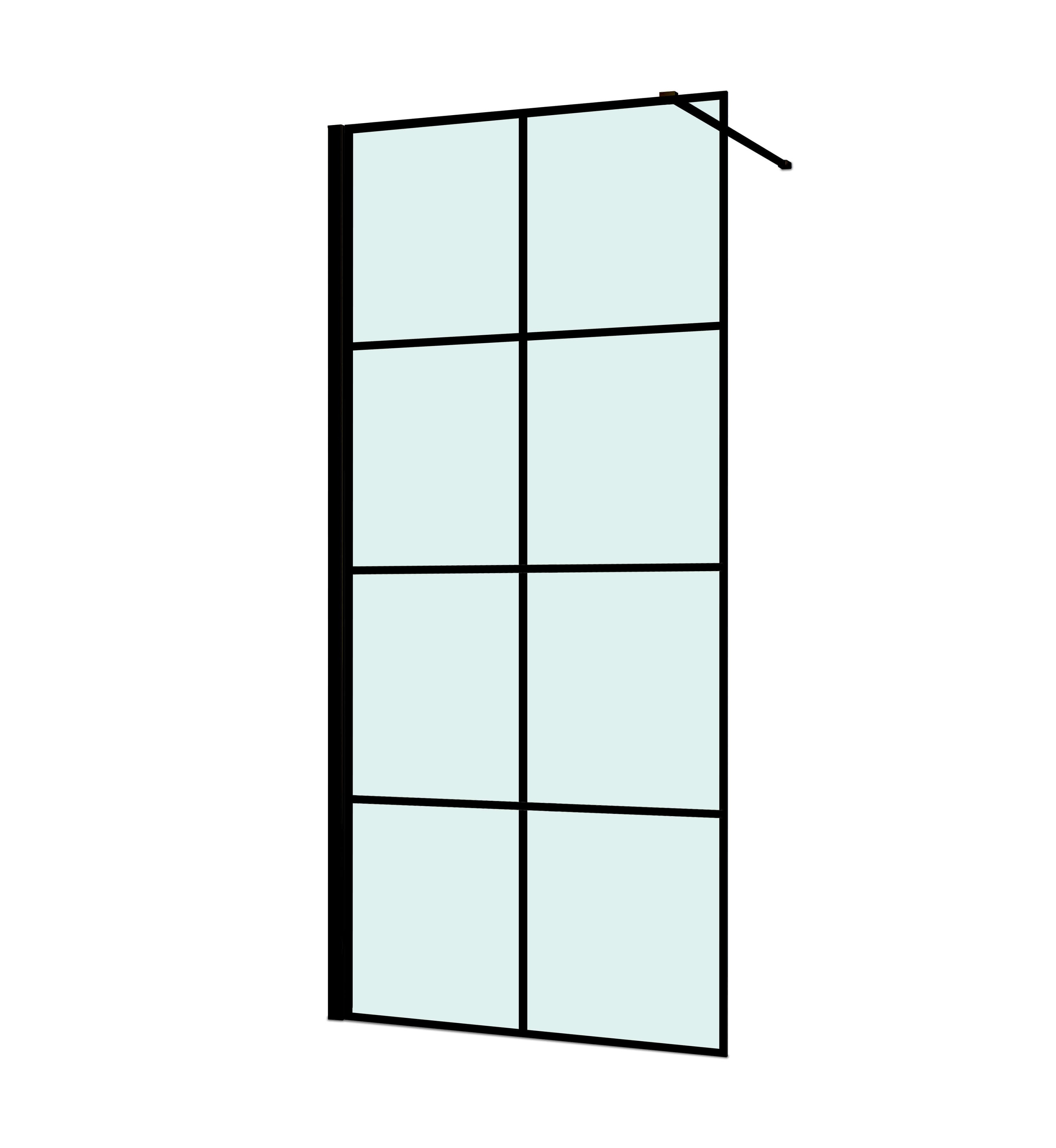 Paravan dus walk-in SANOTECHNIK EN9000B, aluminiu, 90 x 200 cm, sticla securizata 6mm, profil negru