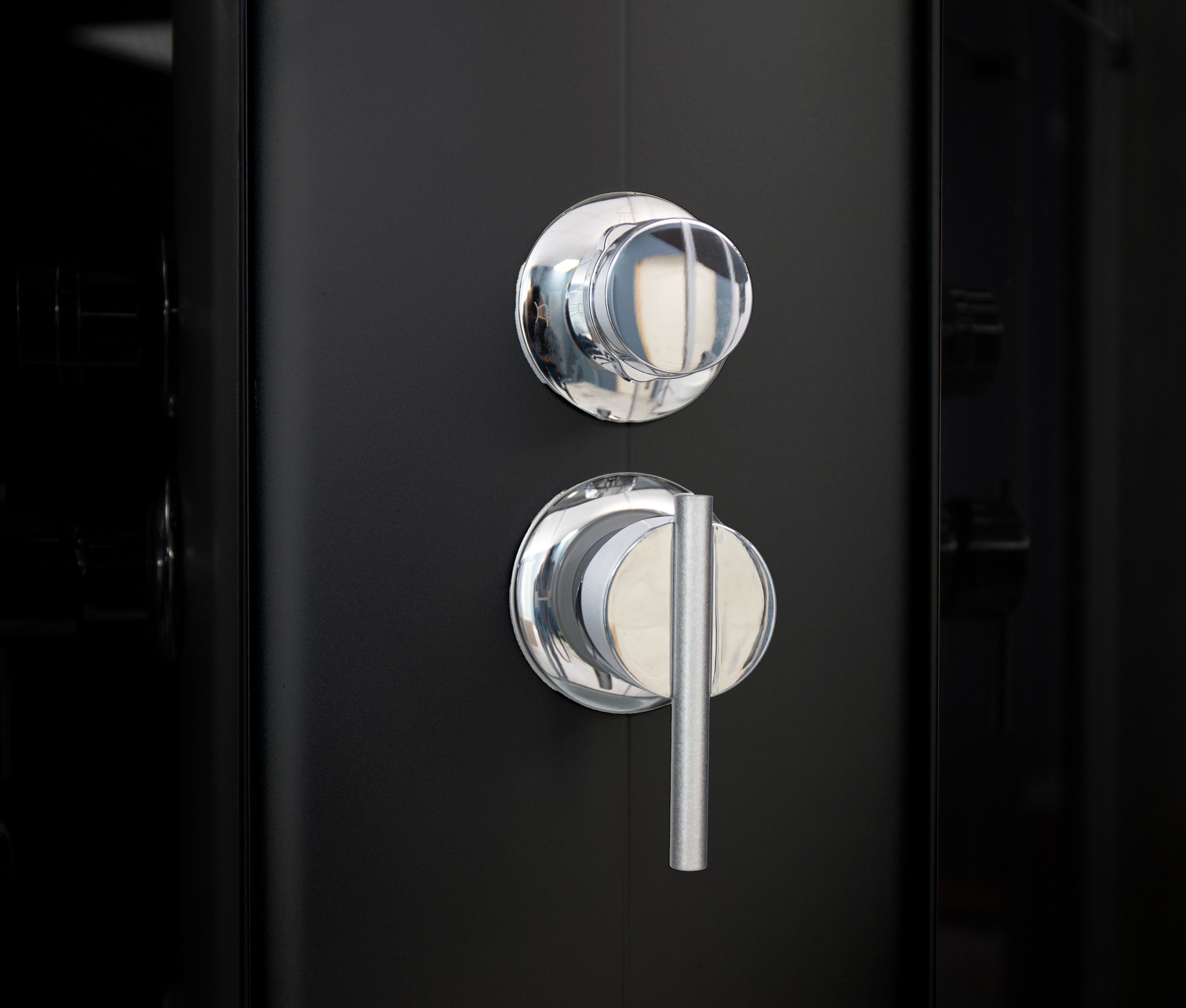 Cabina dus hidromasaj, joasa, semirotunda, neagra, 90 x 90 x 215 cm