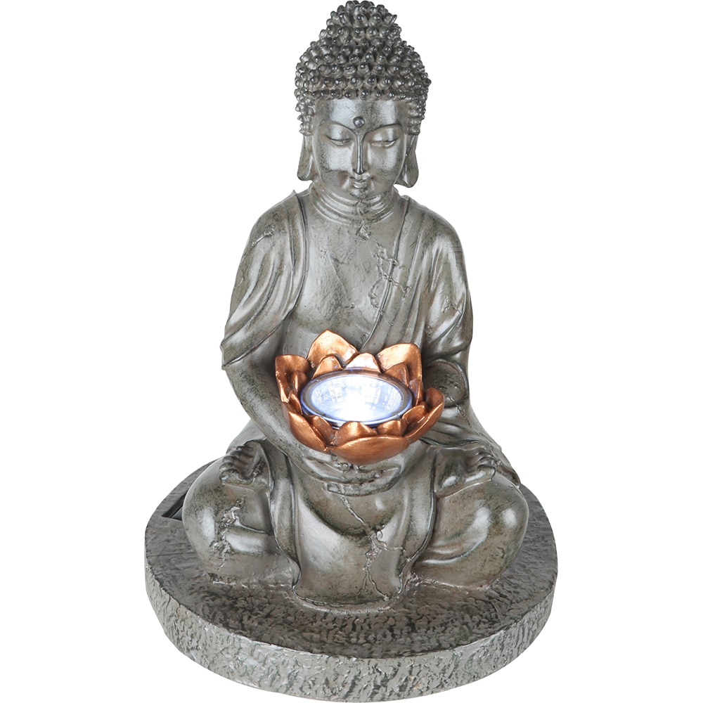 Lampa solara GLOBO BUDDHA, 30cm, plastic, gri