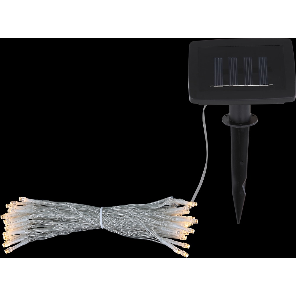 Instalatie solara GLOBO, 3m, 50x LED, 3000K, plastic, negru
