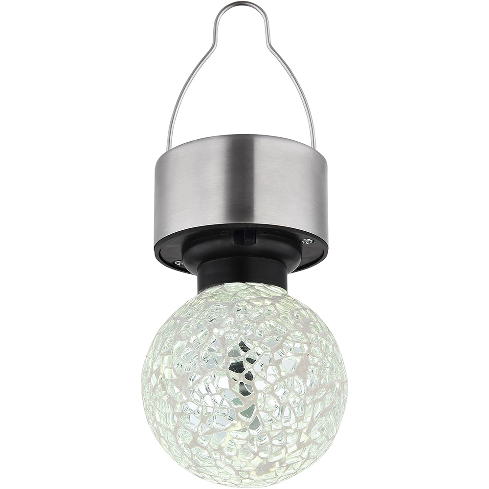 Decoratiune solara GLOBO tip bec, lumina alba, IP44, sticla, alama