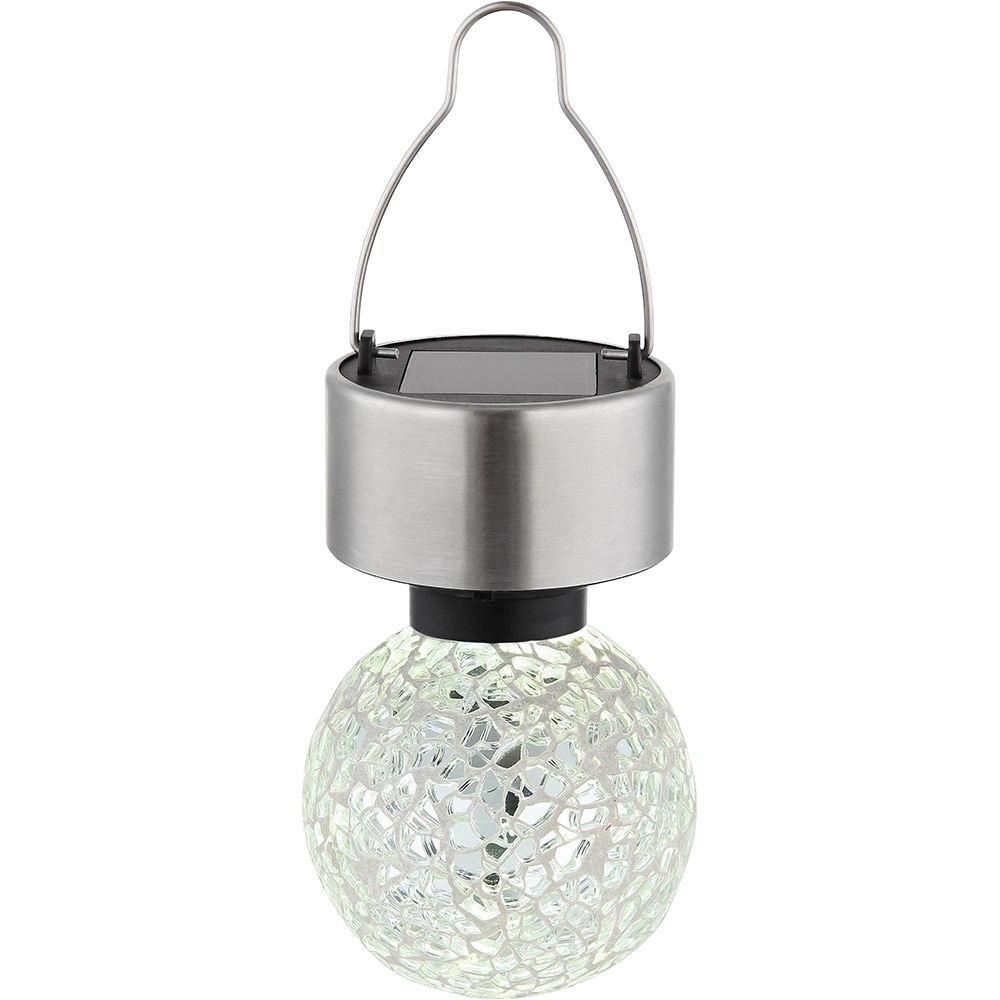 Decoratiune solara GLOBO tip bec, lumina alba, IP44, sticla, alama