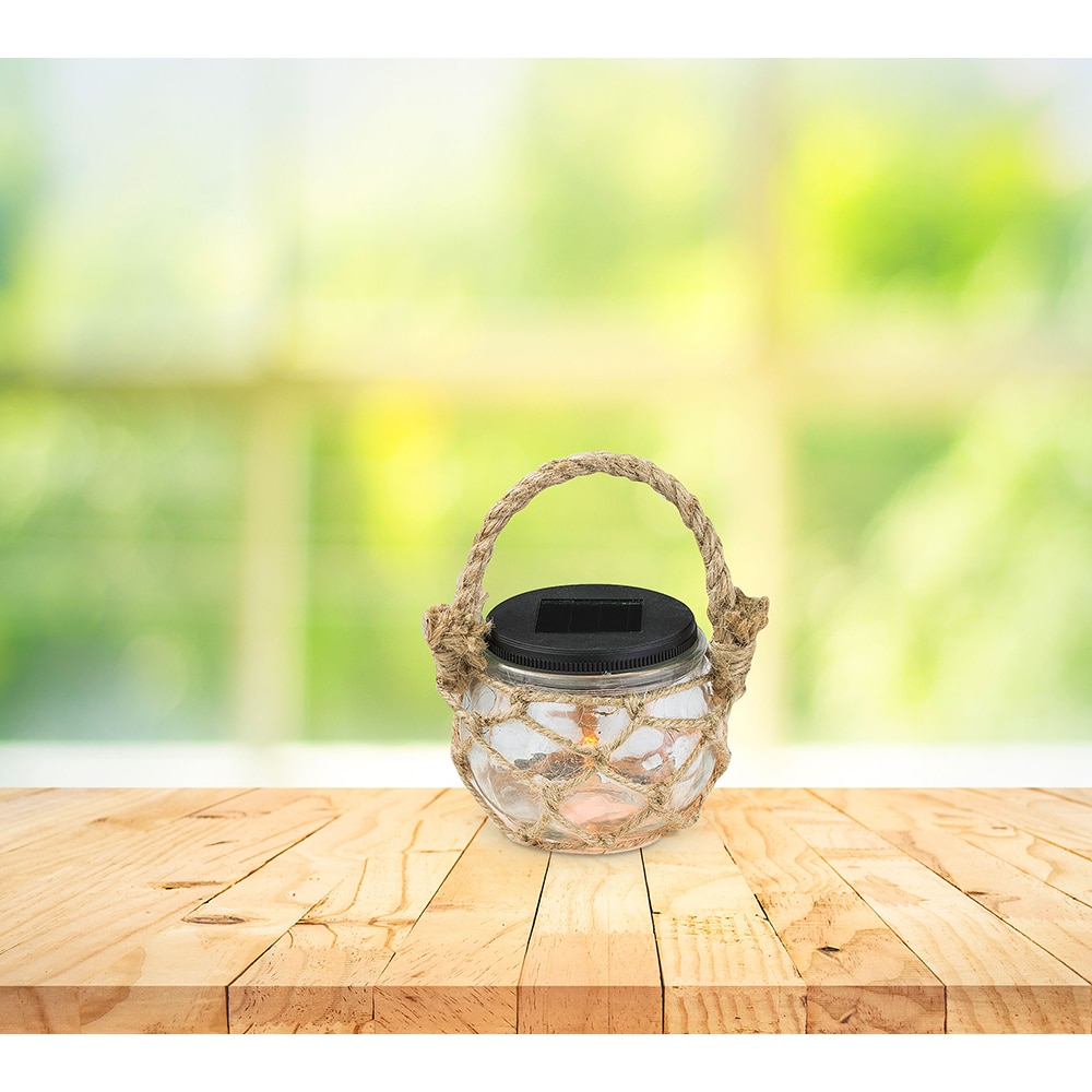 Decoratiune solara GLOBO tip borcan, LED, 0.06W, plastic, transparent